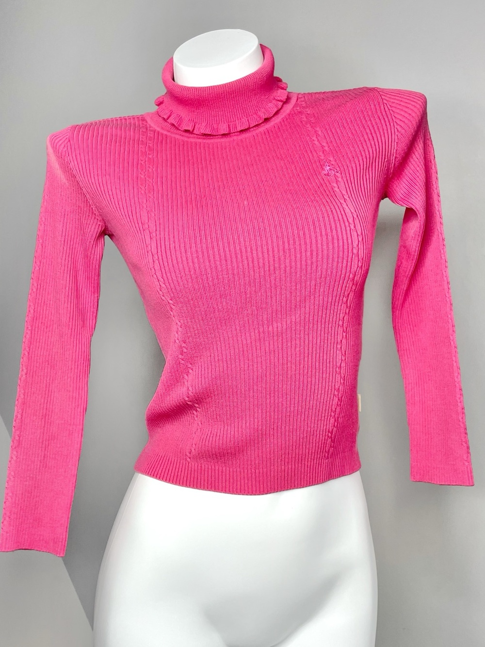 Vintage Pink Ribbed Turtleneck Sweater